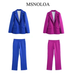 2024 Summer New Women's Fashion Collection Thread Decoration Slim Fit Suit Coat Mid Waist Flare Pants Set