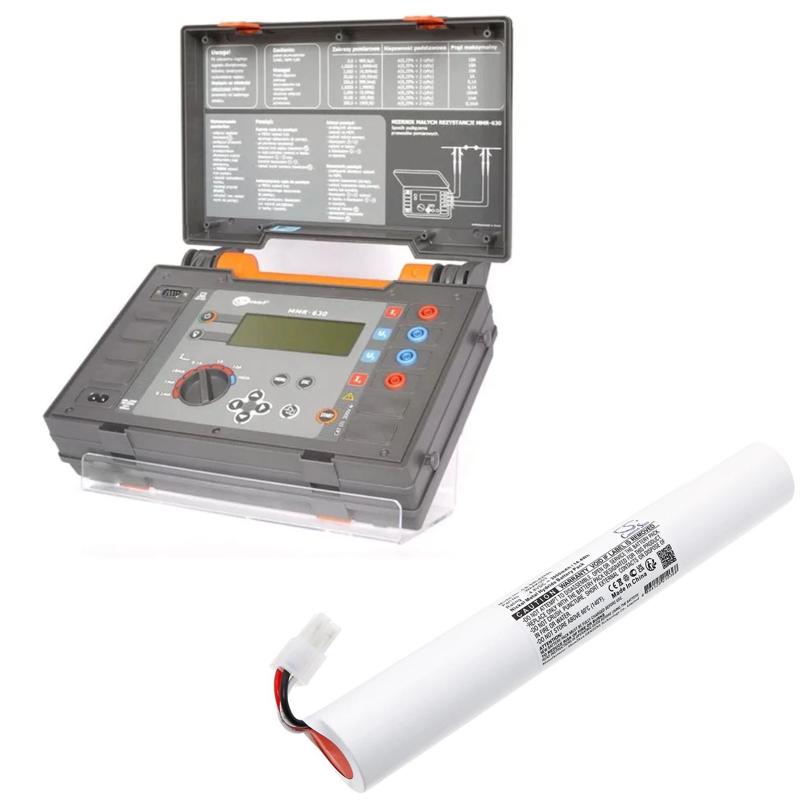 CS Replacement Battery for Sonel MMR-630 micro-ohmmeters,MMR-620 micro-ohmmeters PN:WAAKU03,AKU-03 3000mAh / 14.4Wh