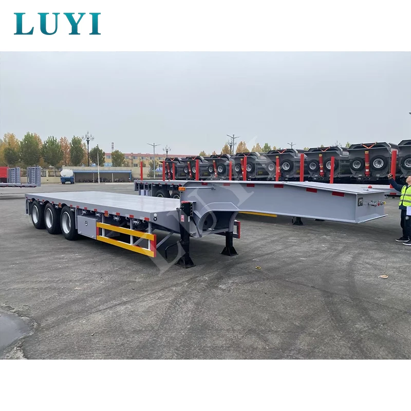 LUYI Factory Can Customize 11 Meters Long 3-axle Low-bed Semi-trailer Air Suspension Small Tires