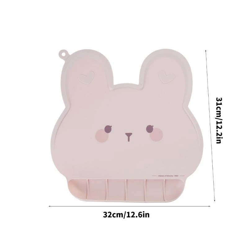 음식 잡는 주머니가 있는 M76C 플레이스매트 아기 먹이 접시 토끼 모양 아이 테이블매트