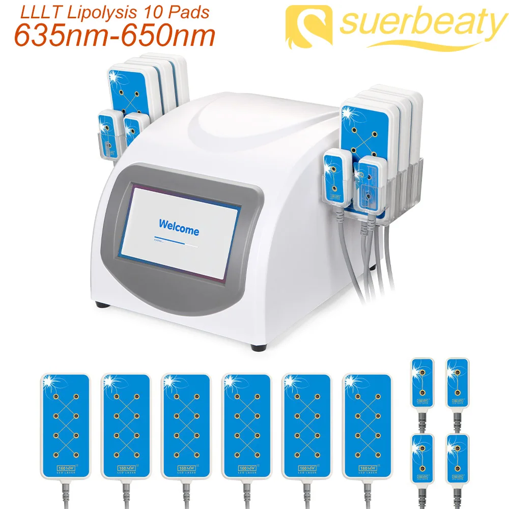 NEW ARRIVALS LED Laser LLLT Lipolysis 10 Pads Body Sculpting Machine ONE YEAR maintenance