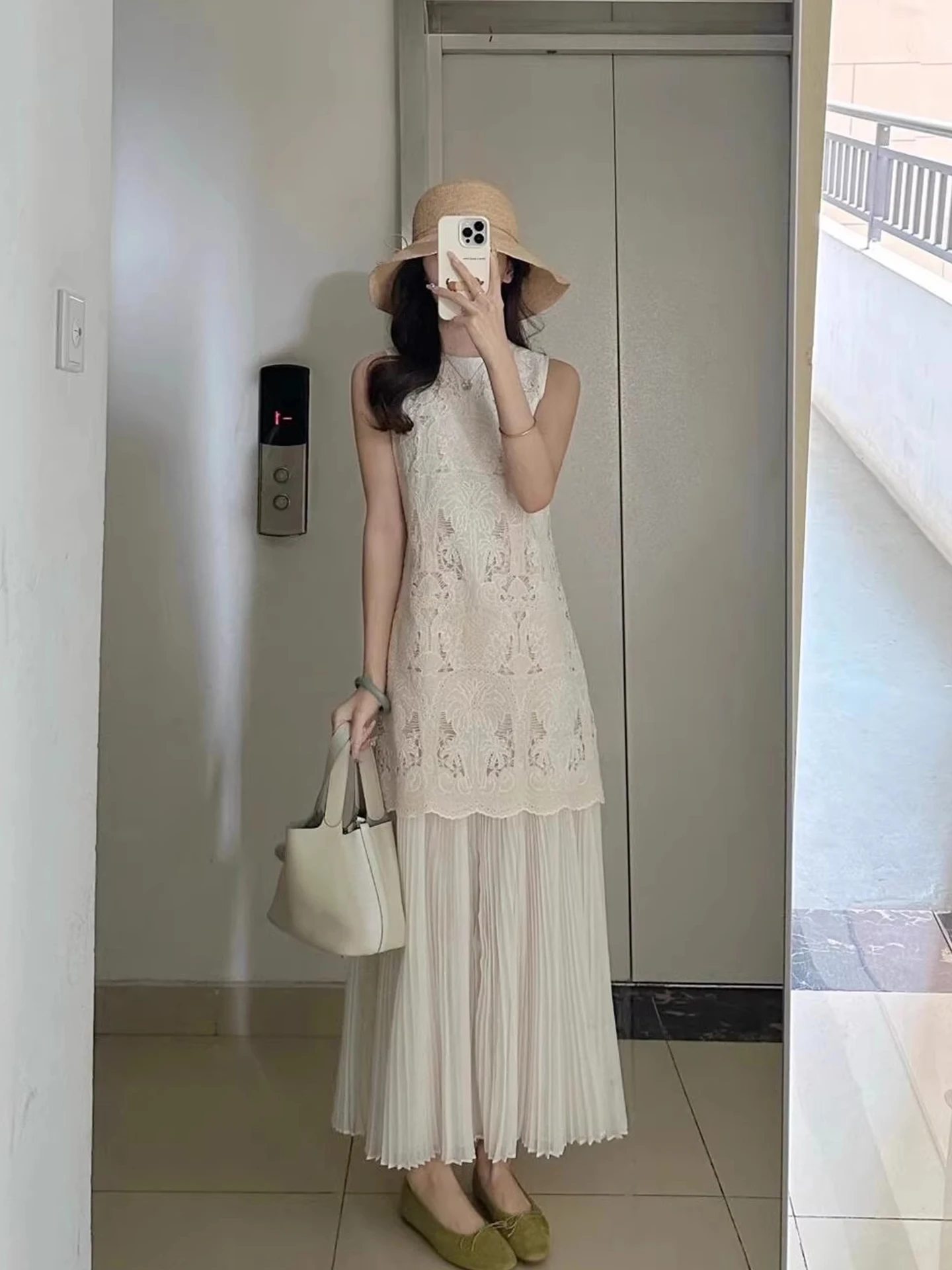 

Летнее платье Liangliang: Новинка, элегантное, с тяжелой вышивкой, ажурное, без рукавов, женское, модное, для офиса, в корейском стиле