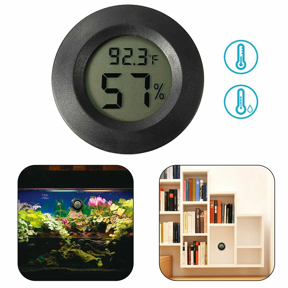 

4Pcs Digital Thermometer Hygrometer Round Portable Compact Temperature Humidity Meter for Reptile Pet Home Office Use