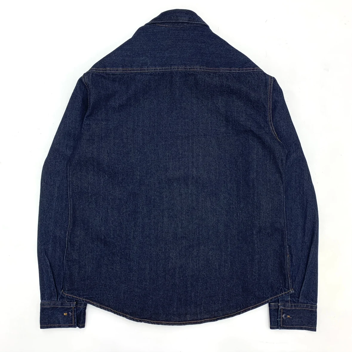 Ameikaji Men's Loose Fit Deep Blue Denim Shirt Motorcycle Style Workwear Cotton Long Sleeve Button up Casual Fashion