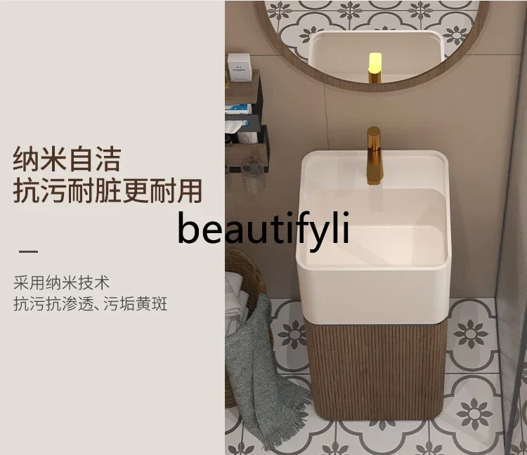 

ss25 Floor-to-ceiling basin French balcony Bathroom Walnut square washstand