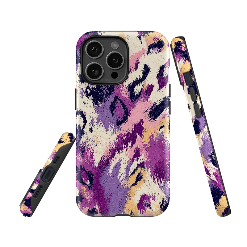 Krukya لطيف ليوبارد جراب هاتف آيفون 15 16 17 برو 11 12 13 14 برو ماكس XR XS SE 2022 للصدمات واقية ماتي غطاء
