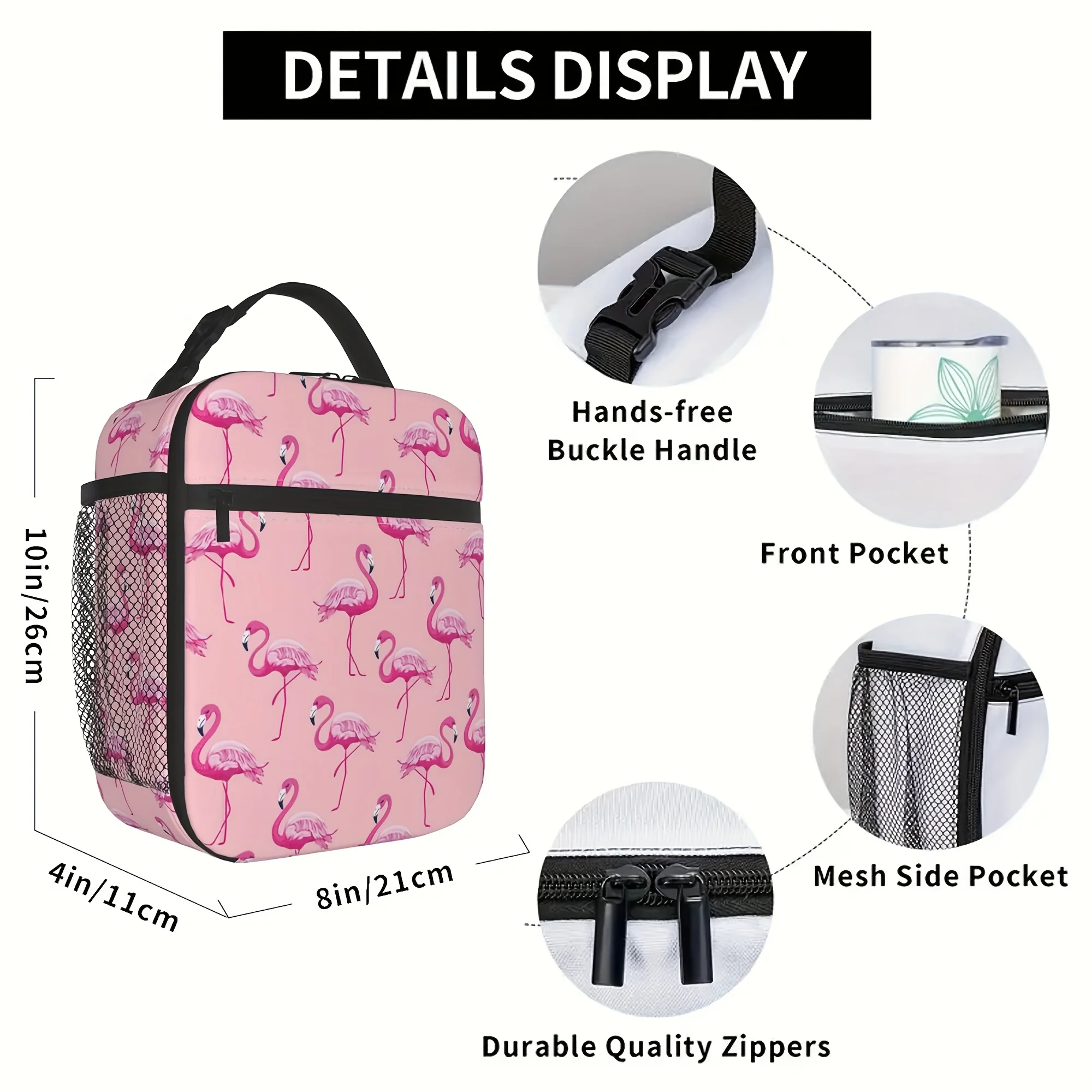 Flamingo Lunch Bag Lunch Box For Women Men, Non-food Contact Reusable Lunch Box, Large Capacity Tote Bag For Work, Picnic