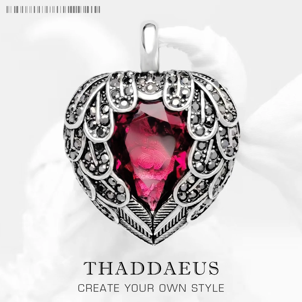 

Pendant Wings Red Heart,Brand New 925 Sterling Silver Jewelry Europe Romantic Crystal Gift For Woman