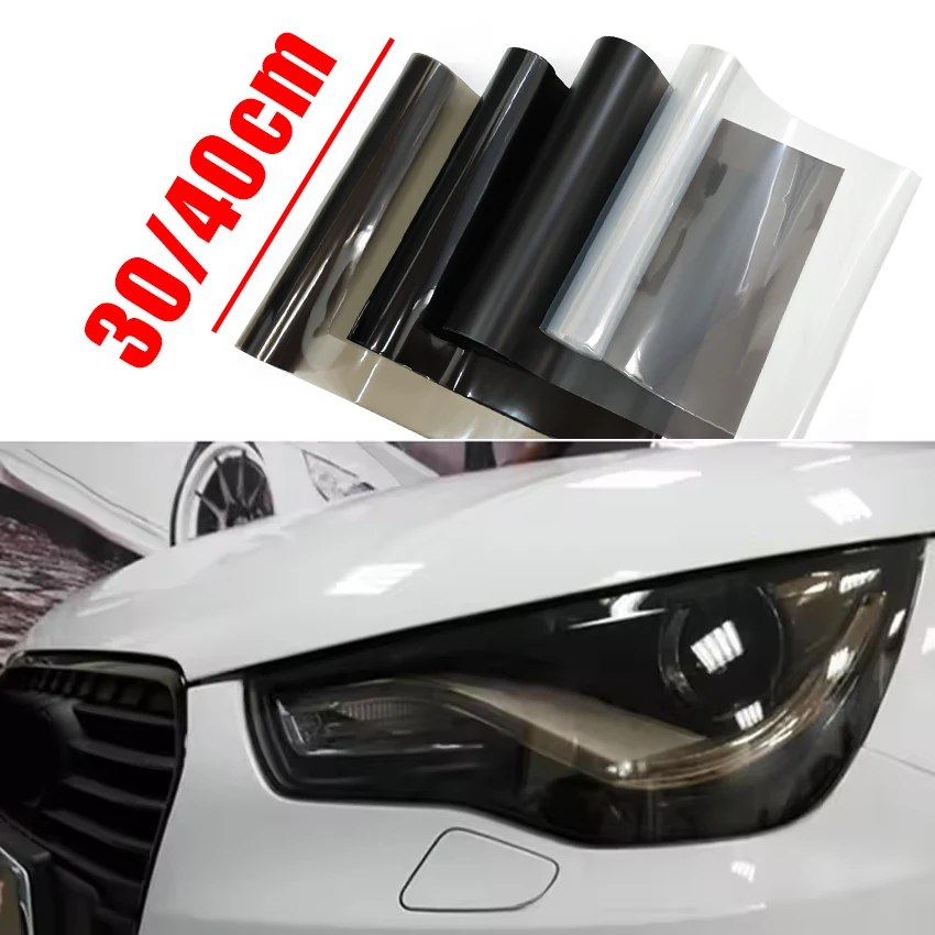 Transparent Light Black Smoke PVC Film Tint Wrap Width 30/40cm Headlight Taillight Cover Foil Sticker Armored Protective Vinyl
