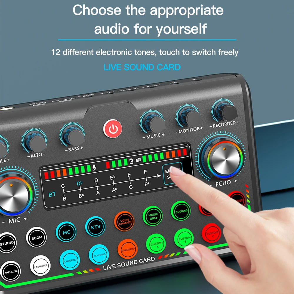 External Sound Card Mixer Microphone Set,Professional Live Streaming Audio Mixer,Multiple Sound Effects&Voice Changing Functions - view 5