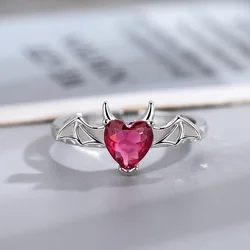 Draculaura Bat Heart Rings moda donna accessori per gioielli gotici anello regolabile placcato argento ispirato ai vampiri regalo per lei