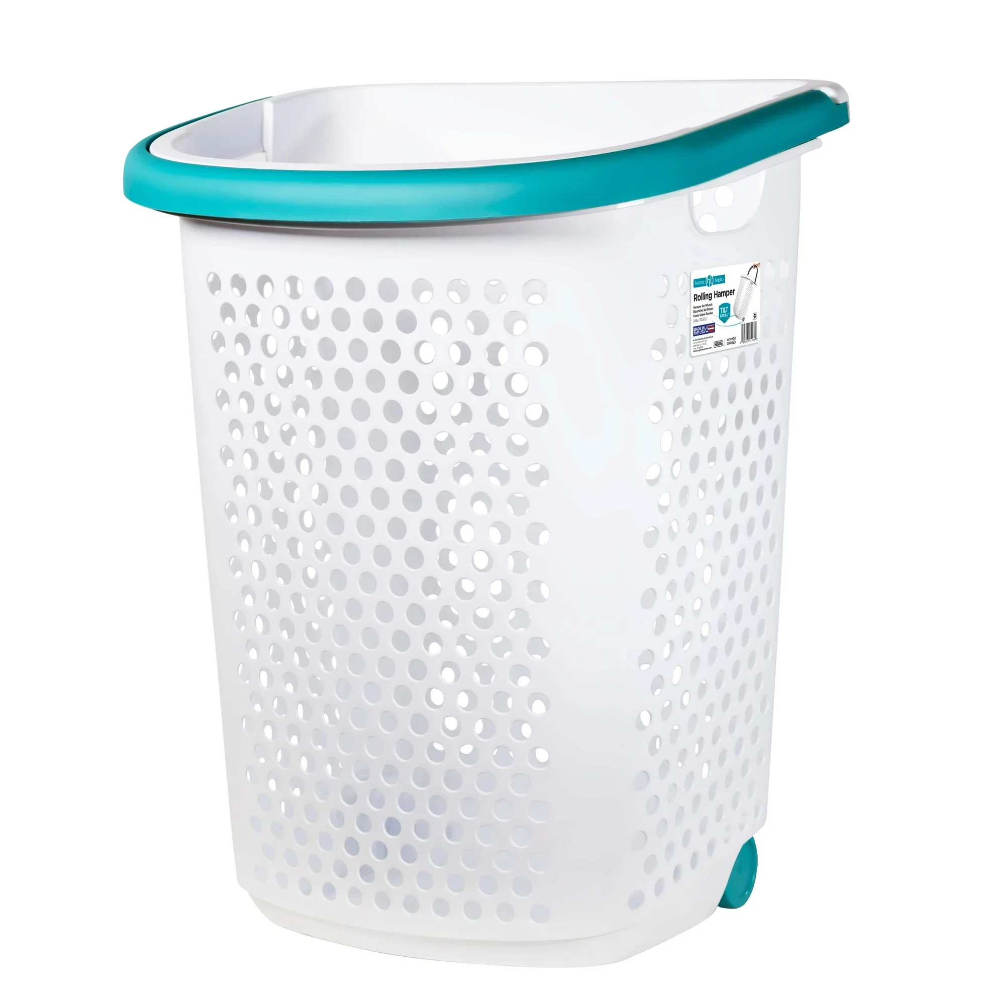 

Bushel Rolling Plastic Laundry Hamper with Pop-Up Handle, White, Adult, Large Capacity Laundry Basket for Bedroom, Bathroom, Dorm, Lightweight and Durable, Easy to Roll, Space-Saving, Portable Laundry Organizer, Home Storage Solution for Clothes and Lin