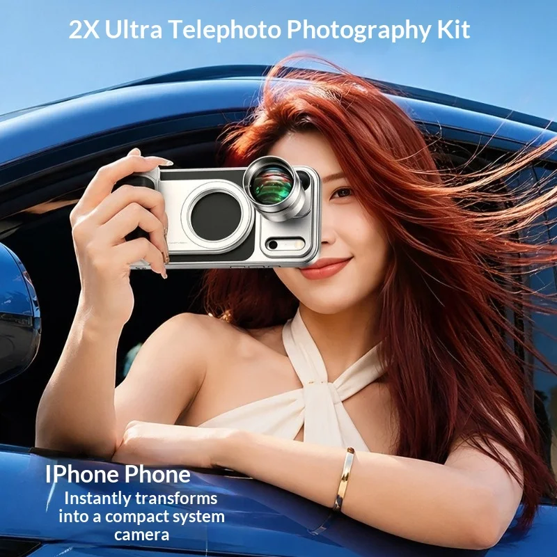 

2X Telephoto Kit for IPhone 15PM 16P 16PM 17P 17PM - 5X To 10X/8X To 16X, Magnetic Handle Zoom Dial, App Stabilization Telephoto