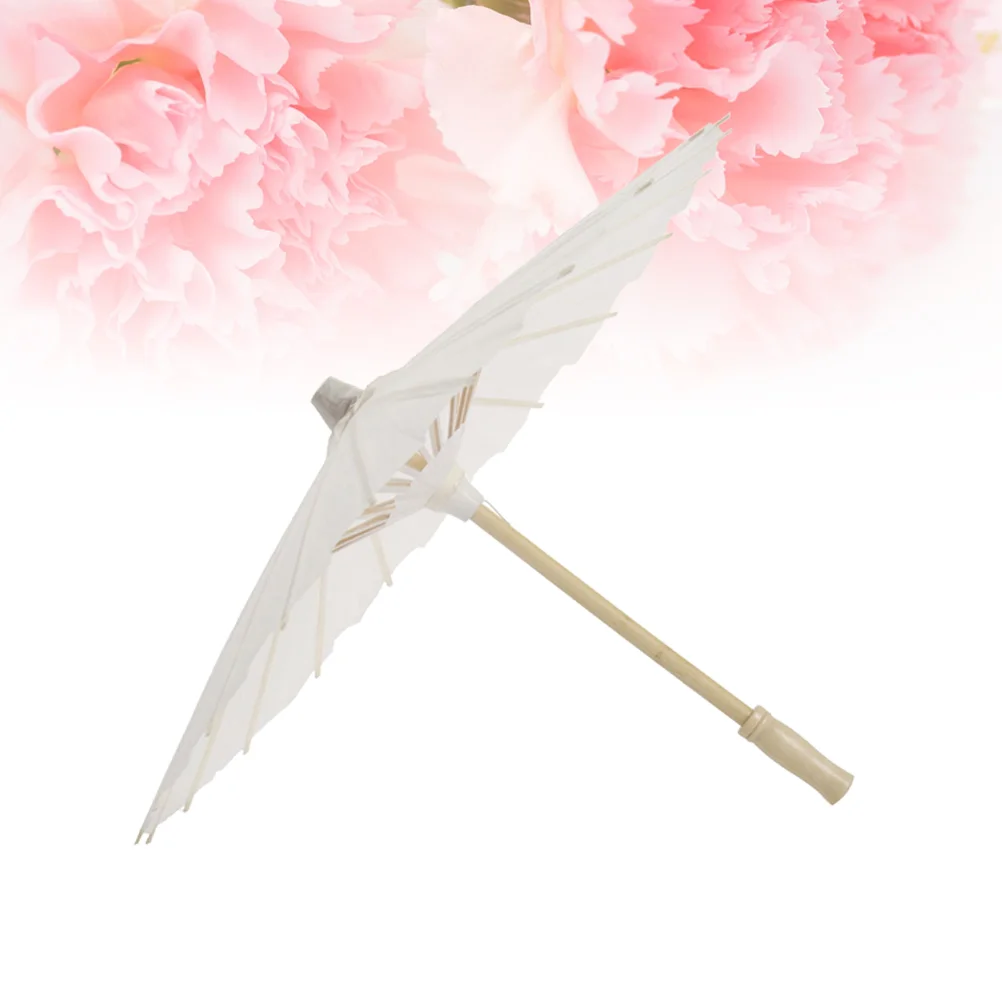 

2 Pcs Mini Bride Wedding Ceremony Decorations Bridal Shower Parasol Wooden Chinese Umbrella White