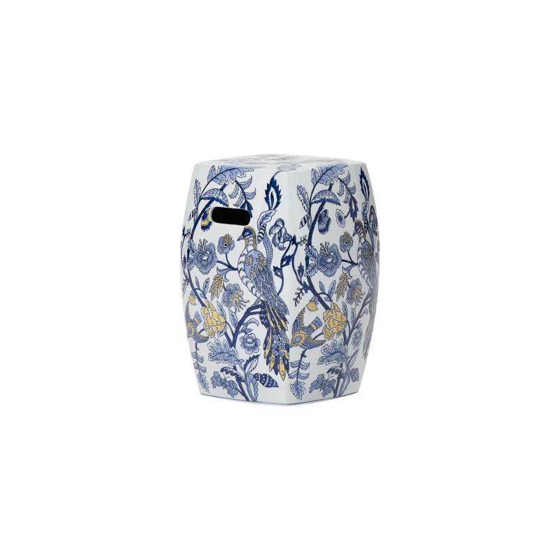 

Underglaze color embroidery pier Oriental Paris cool stool with ceramic edge