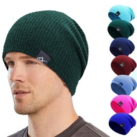 Knitted Hats Winter Unisex Warm Casual Slouchy Hats Outdoor Wool Caps Mens Beanie Letter Solid Color Fashion Street Hip Hop Hats