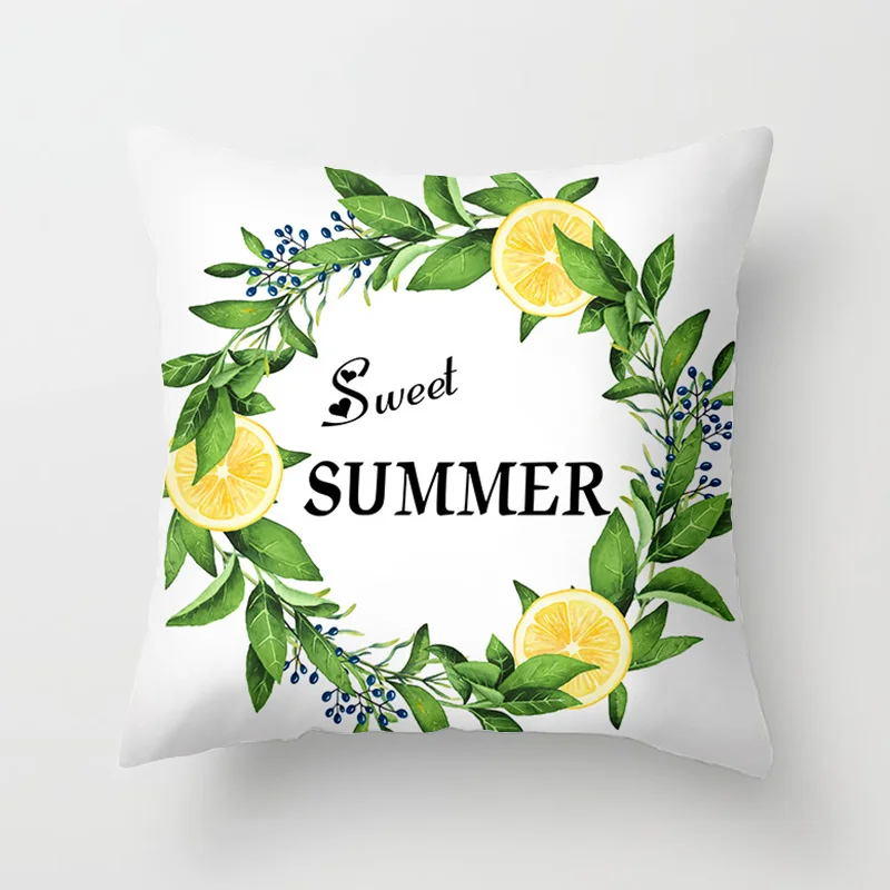 Home Decor Yellow Lemon Pattern Summer Cushion Cover Pillow Sofa Decorative