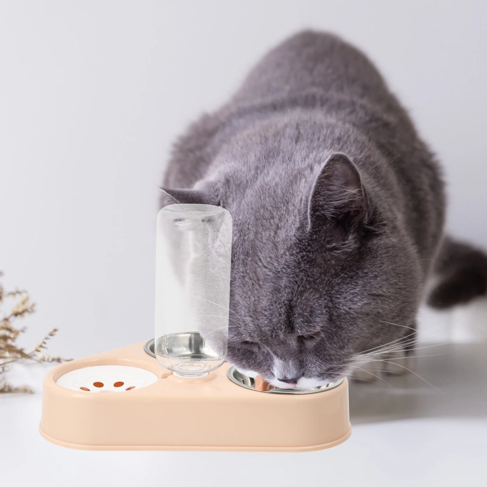 

Pet Water Dispenser 500Ml Cat Dog Bowl Stainless Steel Automatic Feeder Waterer For Pets Hygienic Sink Divider Durable Easy Use
