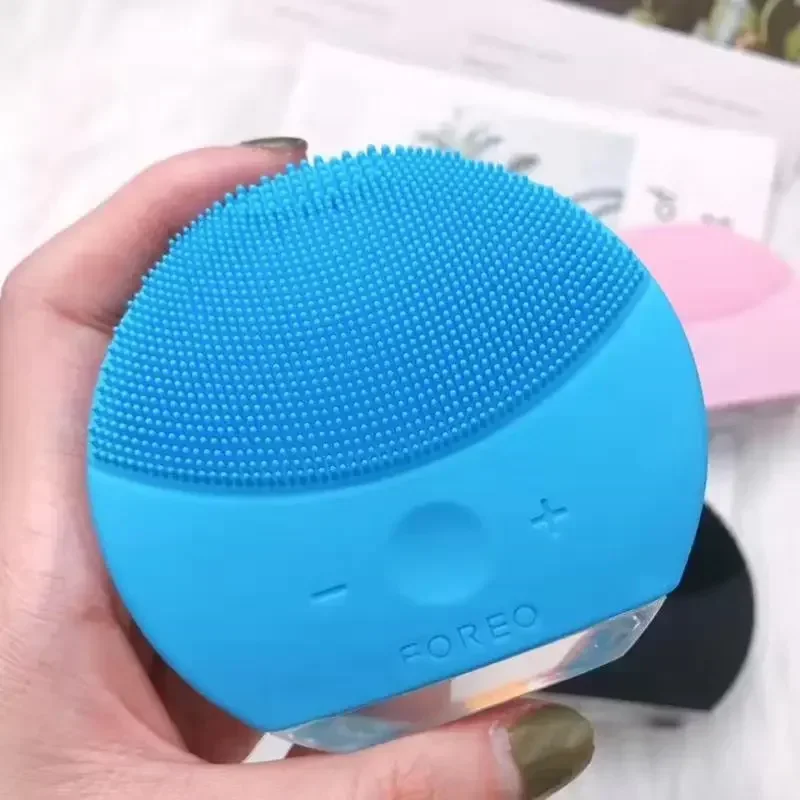 Foreo mini2 escova de limpeza facial de silicone facial, logotipo real, carregamento USB, à prova d'água, nível 8