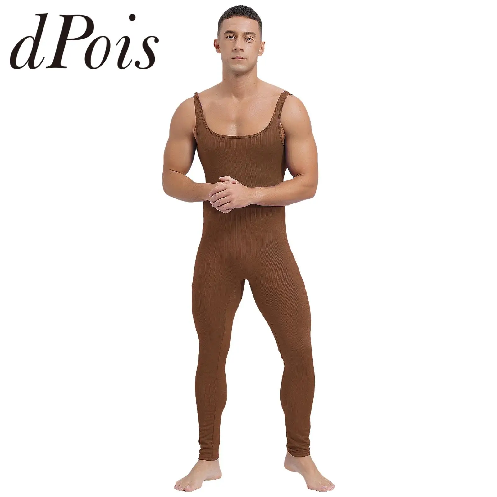 Body gimnastyczne dla mężczyzn jednolity kolor Tank Unitard z kwadratowym dekoltem śpioszki bez rękawów Homme trening Fitness kombinezon sportowy