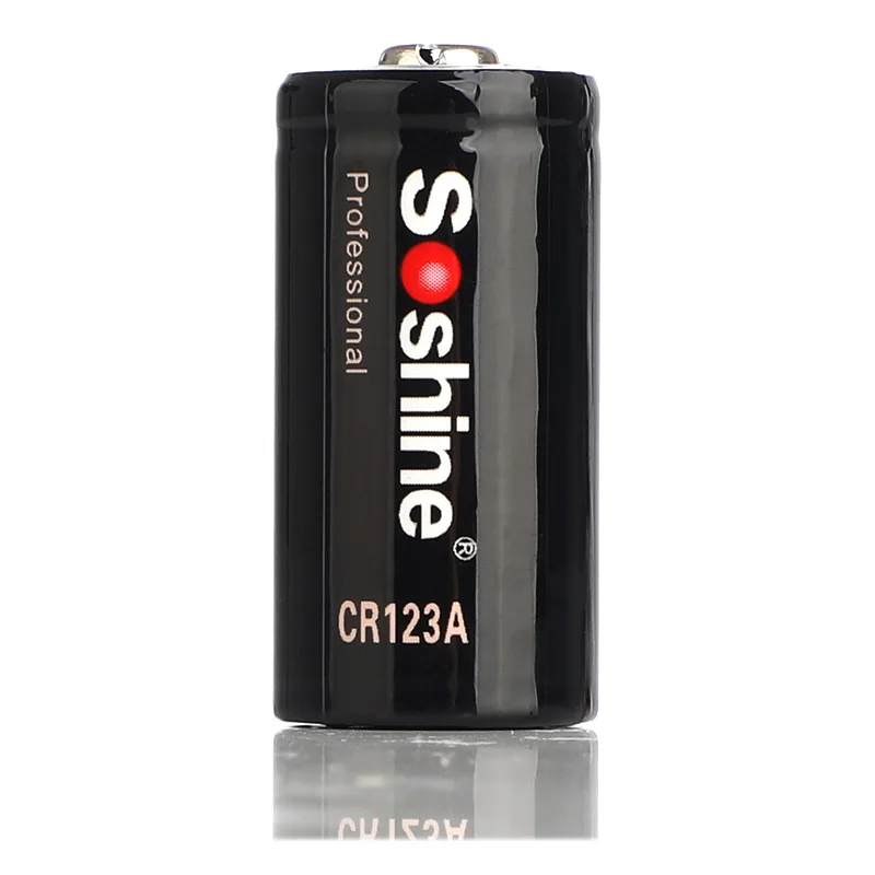 Soshine 2PCS 3.0V CR123A 16340 Primary Lithium Battery 1600mAh RCR123A Battery + Portable Battery Box