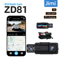 Jimi ZD81 4K Dash Cam With 3CH Cameras Built-In Wi-Fi Support 24H Parking GPS Tracking Night Vision Car Camera Recorder Free APP