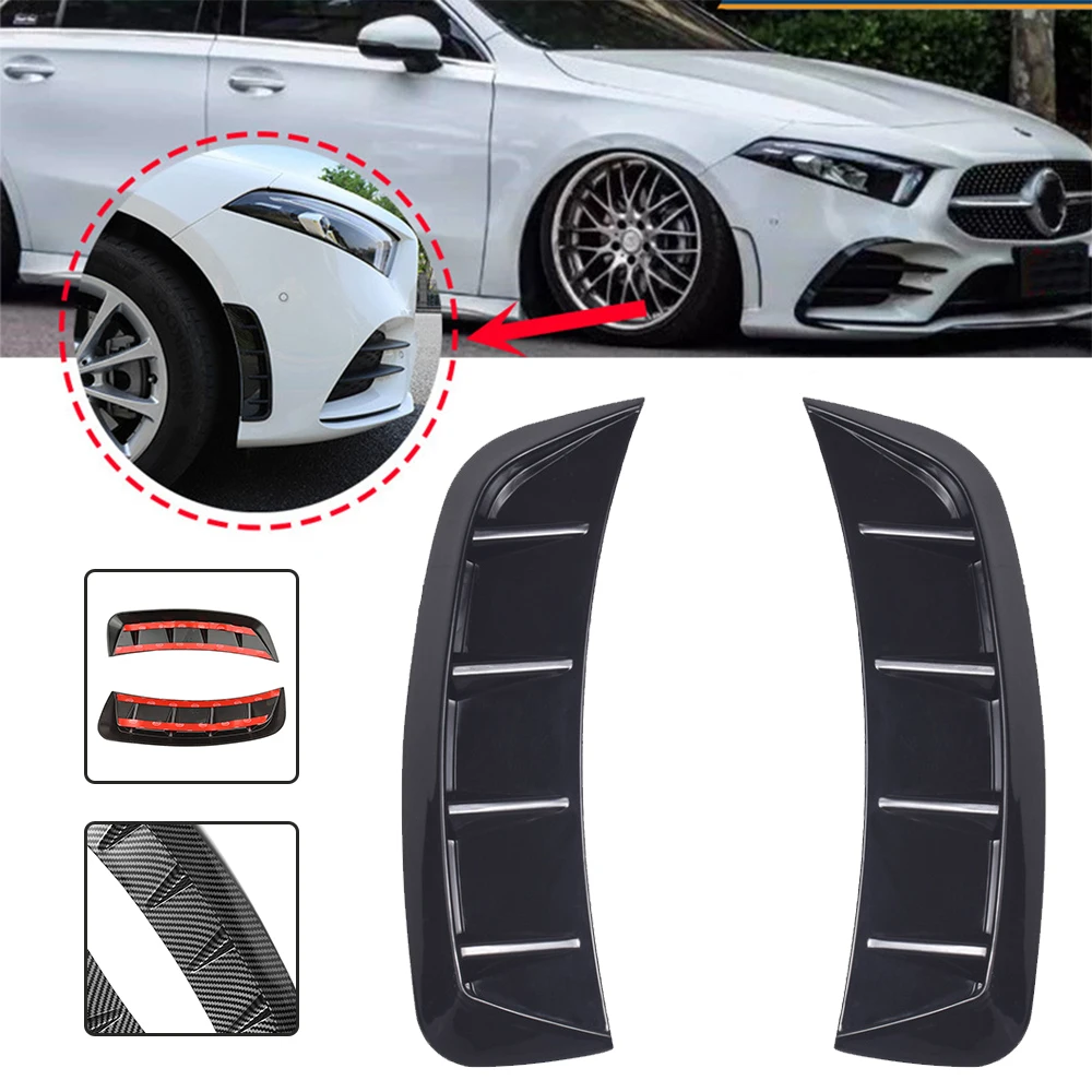 

3D Car Exterior Decorative Sticker ABS Intake Side Vent Decal 2pcs Universal Car Side Fender Bumper Marker Cover Trim