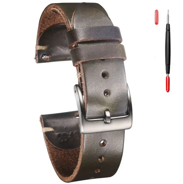 Horween US Chromexcel Leather Watch Bands Brown Soft Wrap Handmade Leather Straps 18mm 20mm 22mm image 3