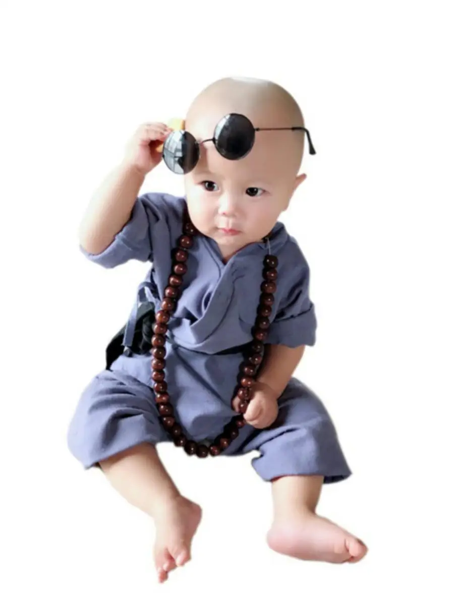 

Baby Monk Outfit Cotton Linen Children's Performance Costume Shaolin Temple Little Monk Robe Boys' Outfit Traditional Chinese...