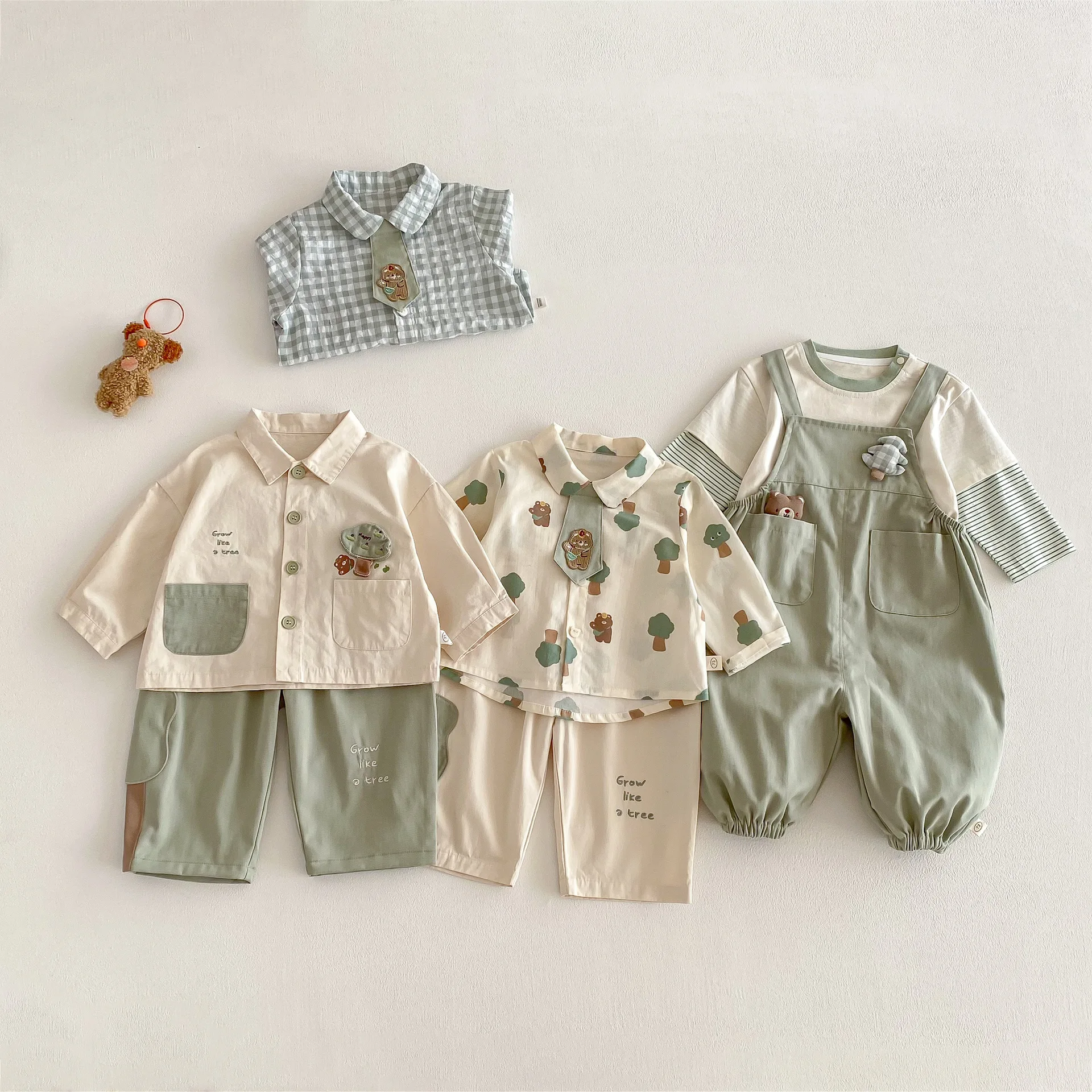 Baby Spring Forest Series 2026 New Spring Boys' Striped Sleeve Small Tree Base Shirt Children's Spring Clothing