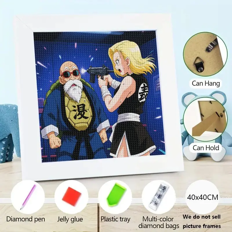 

1 шт. Dragon Ball Z аниме 5D DIY комплект алмазной живописи, мастер Roshi и Android 18, юмористическая сцена, полная дрель, стразы, вышивка