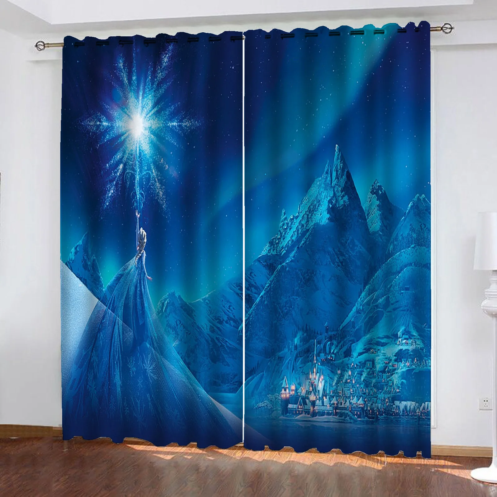 

Princess Elsa Frozen Living Room Bedroom Blackout Curtains Balcony Screen 100% Polyester Suitable For Children And Adults