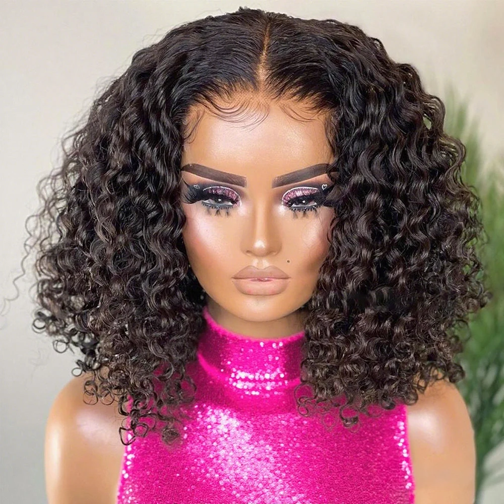 

Short Bob Deep Wave 13x6 Hd Lace Frontal Wigs 7x5 Glueless Burmese Jerry Curly Wigs 100 Human Hair Wig For Women 250% Density