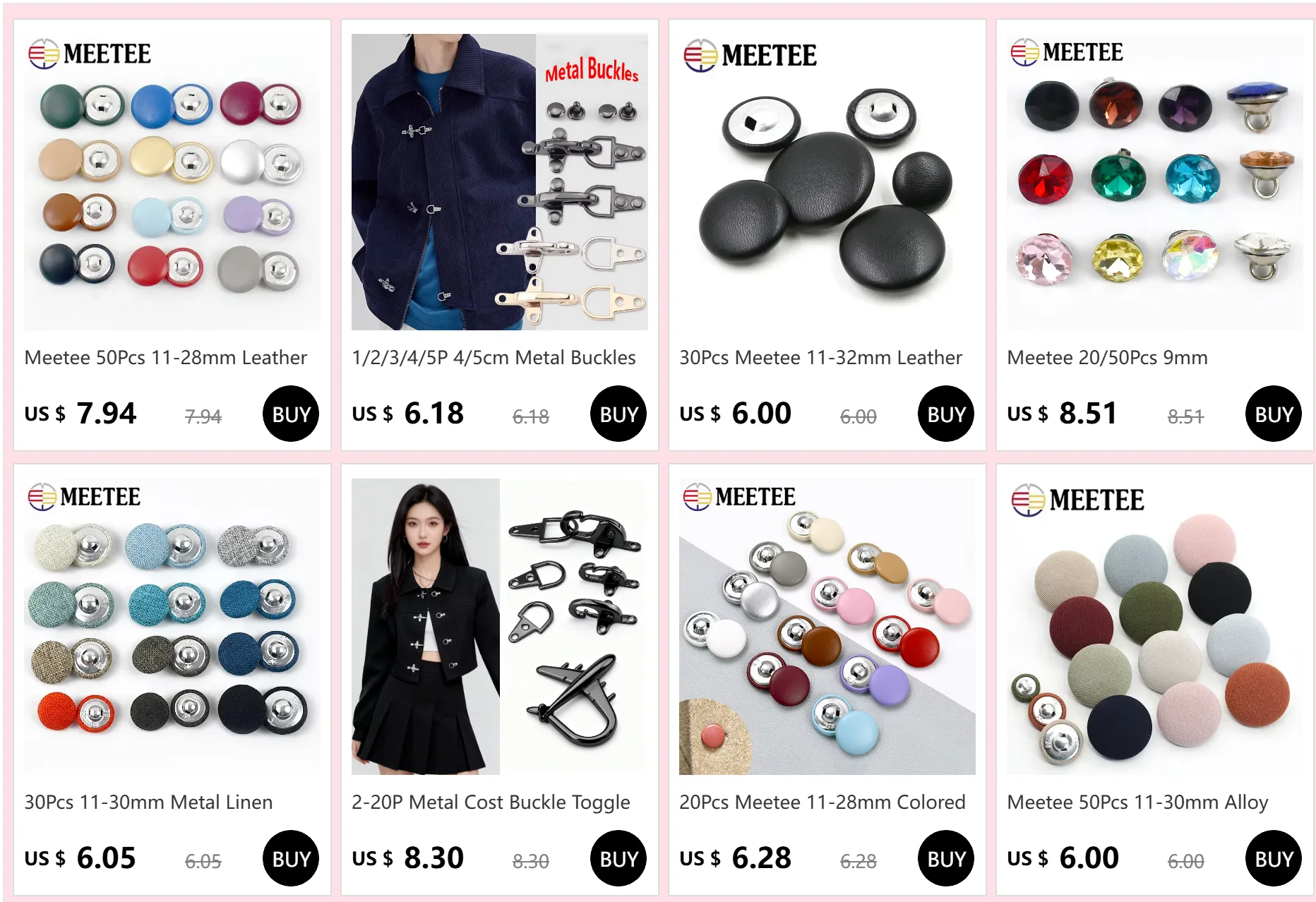 Meetee 50 Stück 11–30 mm Legierungsstoff, bedeckter Knopf für Anzug, Mantel, dekorative runde Schaftknöpfe, DIY-Kleidung, Nähen, Schnalle, Zubehör – Detail 1