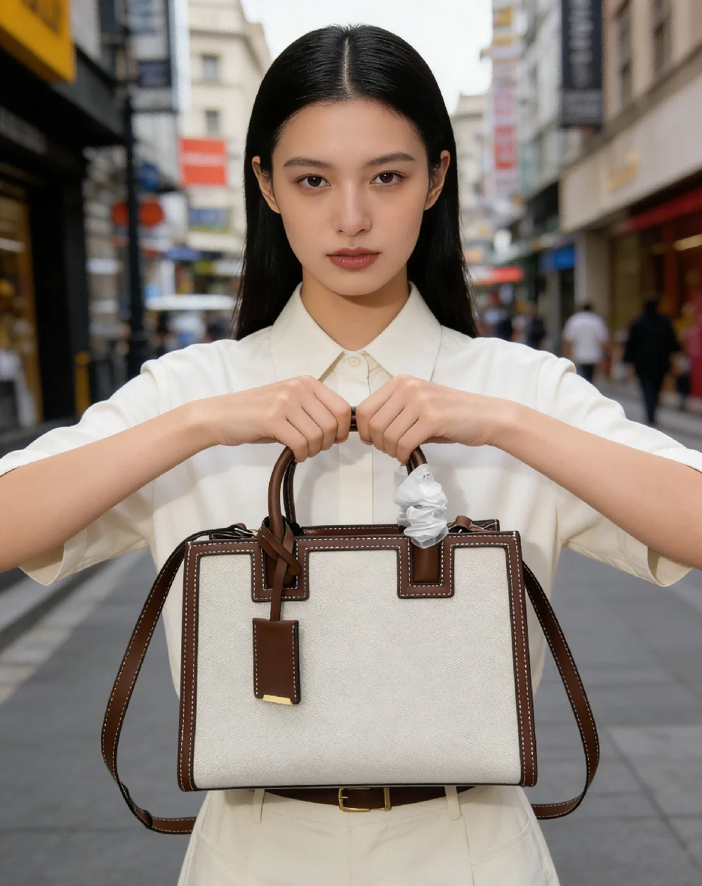 

New Color-Block Tote Bag Large Capacity for Short Outdoor Trips Daily Commute Versatile As Handbag Shoulder Bag or Crossbody Bag