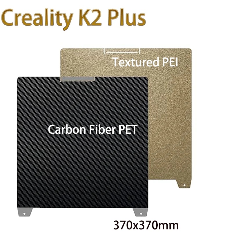 Black PEI Frosted Build Plate 370x370mm High Strength & Wear Resistance Easy Mode Steel Sheet for Creality K2 Plus
