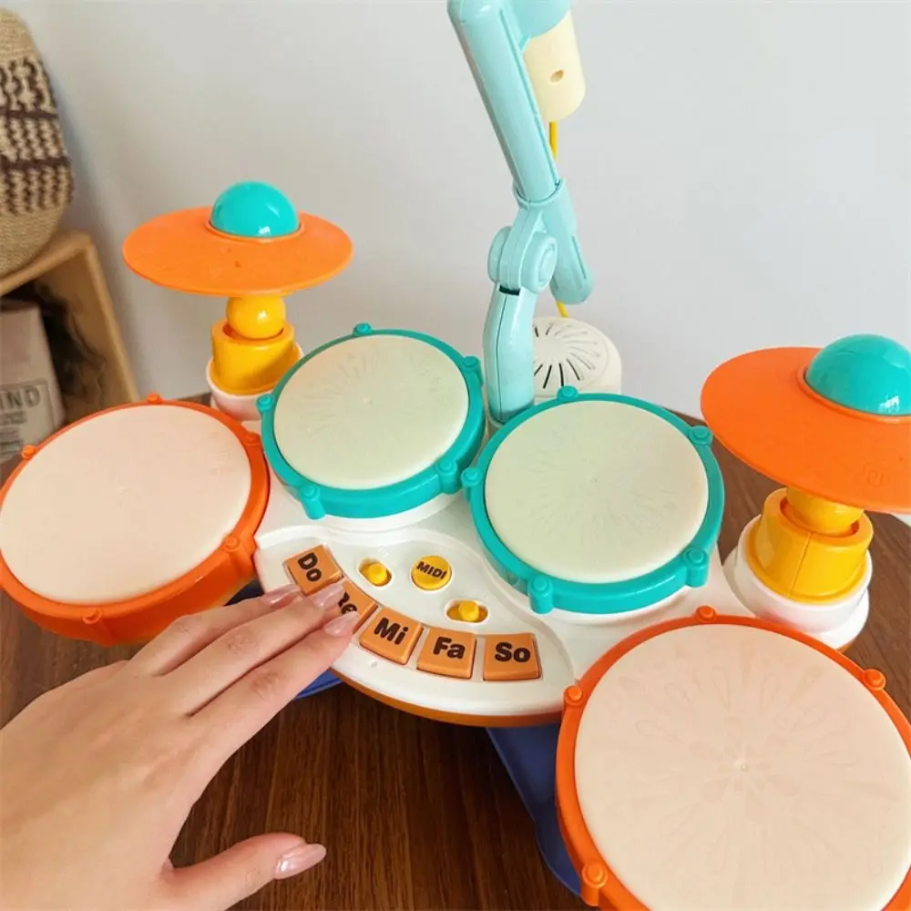 BPA Free Drum Set Multifunctional Drum Set Montessori Learning Baby Musical Instruments With Microphone Early Educational