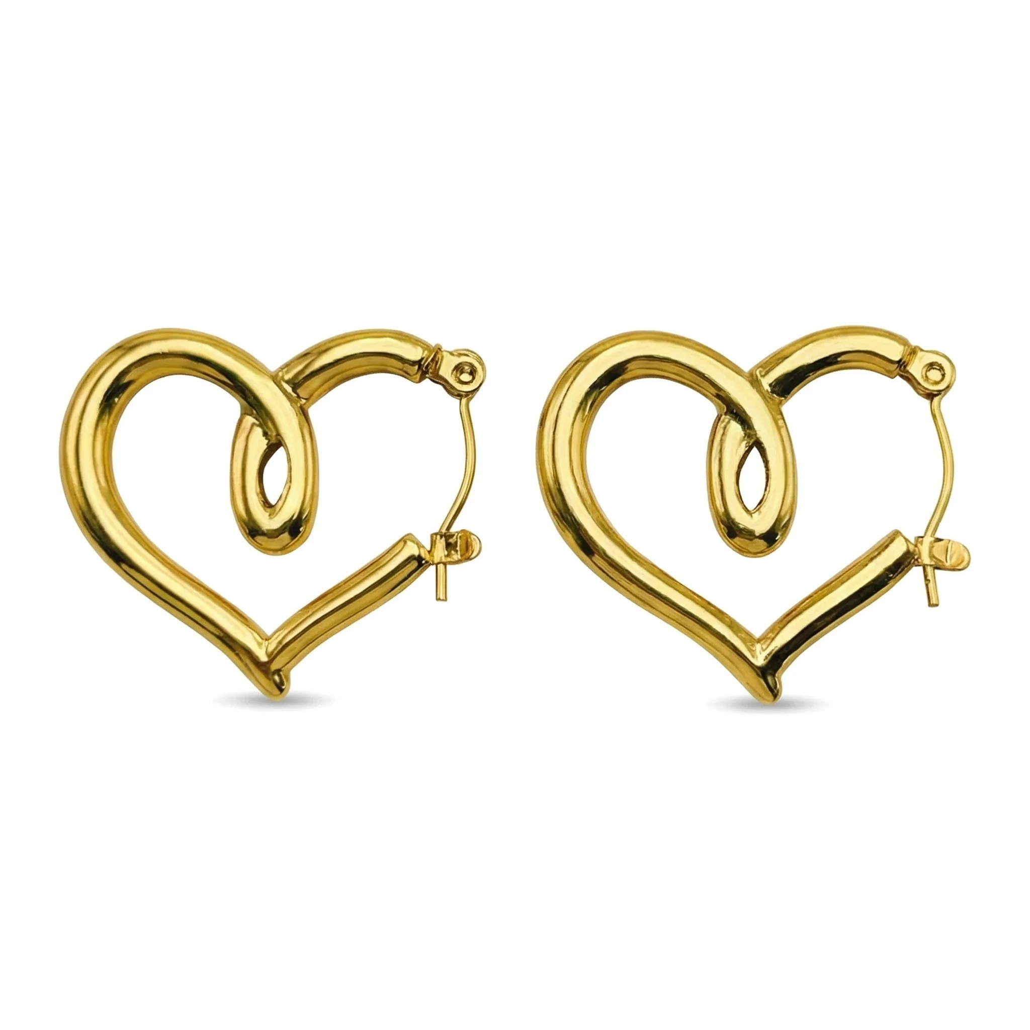 Open hartvormige oorringen, minimalistische gedraaide liefdessieraden voor vrouwen tijdens huwelijksceremonies en als cadeau.