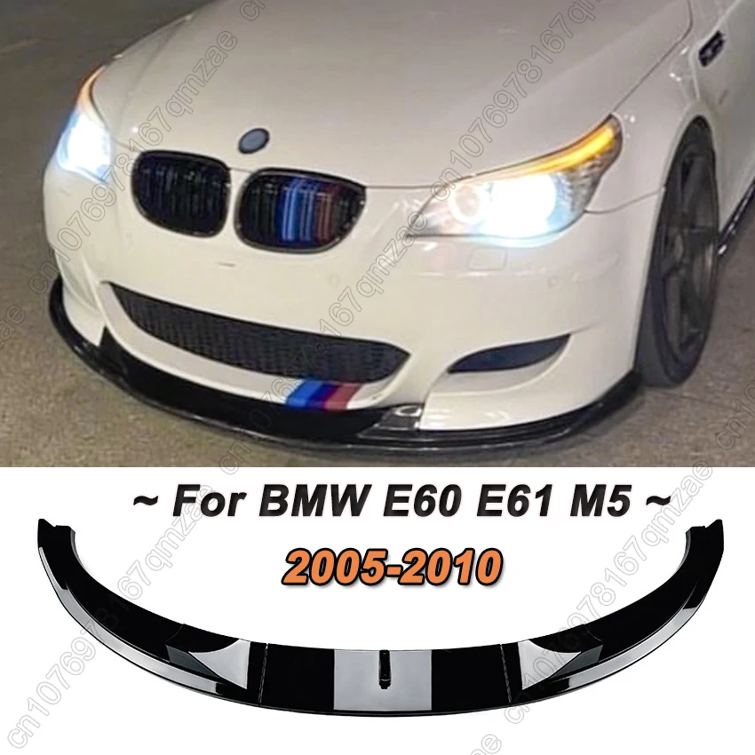 

3PCS Car Front Bumper Lip For BMW 5 Series E60 E61 M5 2005-2010 Black Body Kits Spoiler Splitter ABS Bumper Canard Lip Splitter