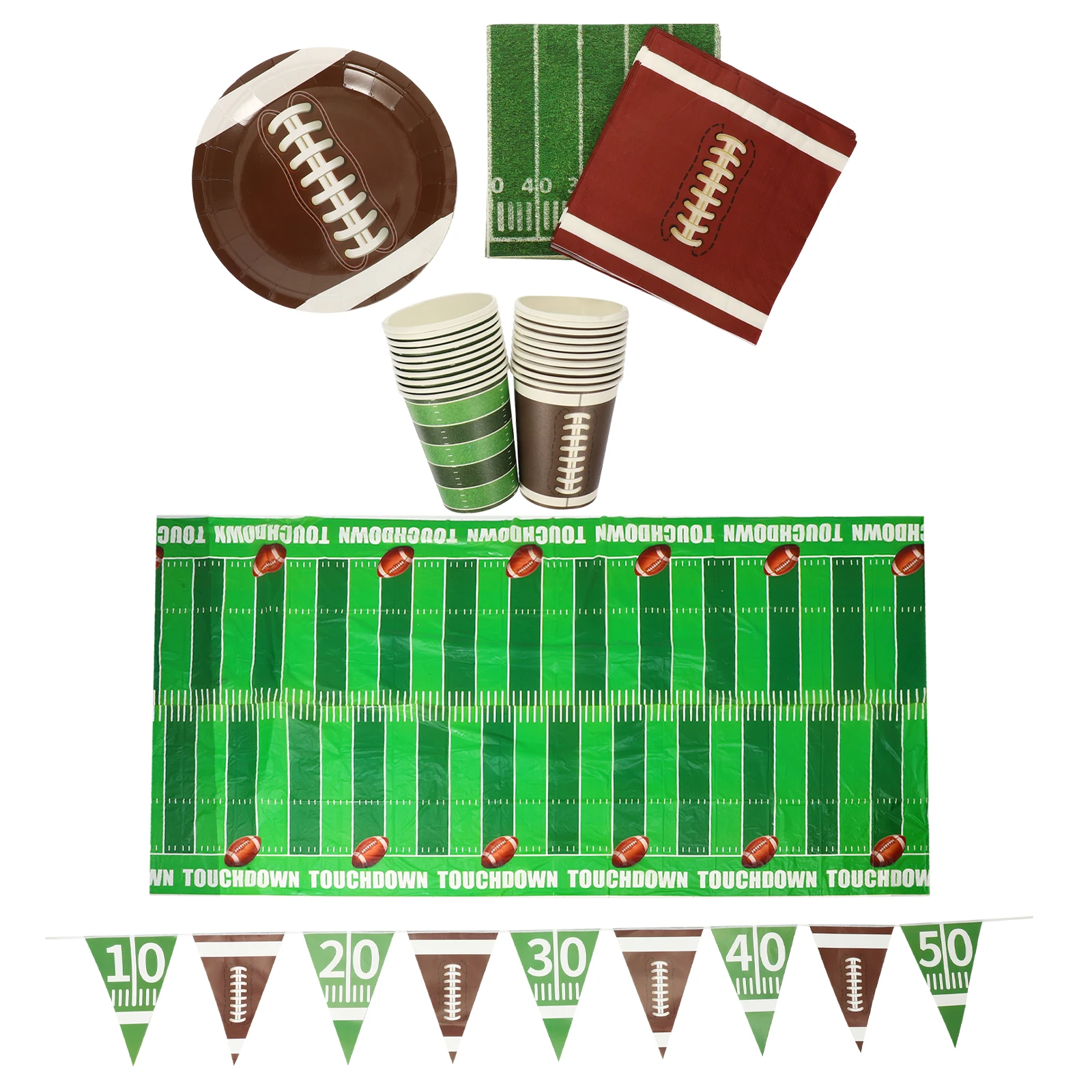 

1 set 1 Set Rugby Themed Disposable Paper Tableware Set Plates Cups Napkins For Birthday Party Picnic Bbq Festival Supplies