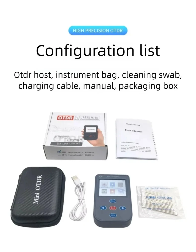 

Mini FTTH OTDR, Fiber Optic Tester 1550nm, Optical Time Domain Reflectometer for Fiber Fault Location & Cable Length Measurement