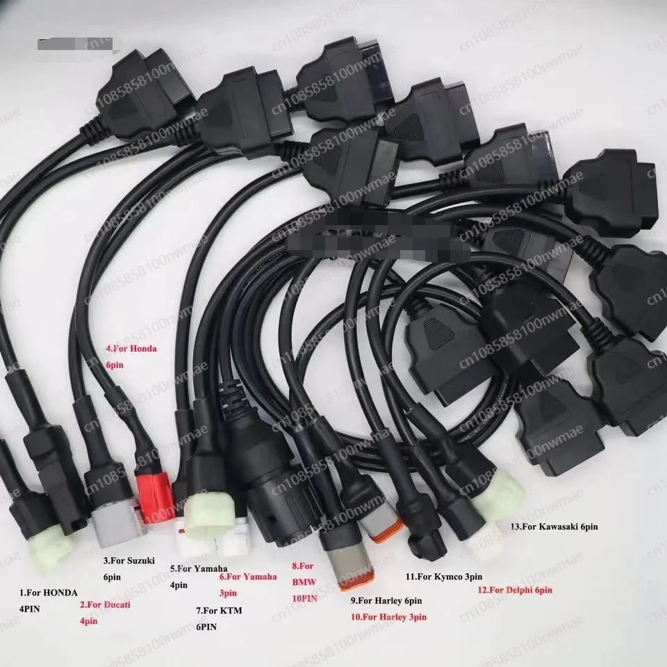 

A Set of 13 Motorcycle Detectors Obd2 16pin Adapter Cable
