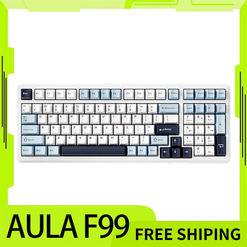 

Aula F99 Mechanical Keyboard 98 Keys Tri Mode Hotswap Customized Gaming Gasket Keybaord Accessory For Computer Pc Gamer Man Gift