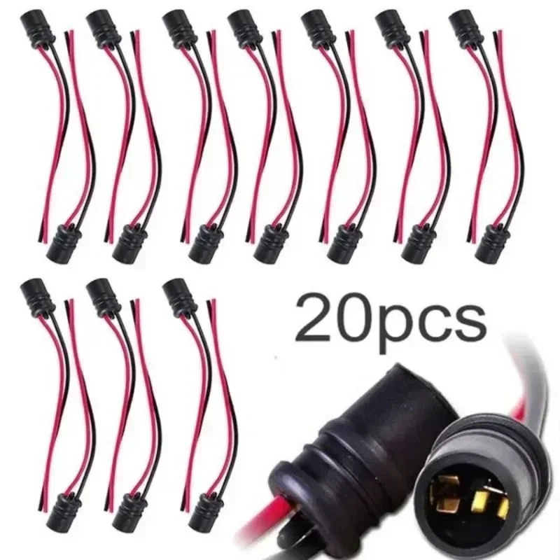 20-1pcs DC12V T10 W5W 147 Socket Marker Instrument Lights Holder Connector Wire Bulb Soft Rubber Harness Replacement Car Parts