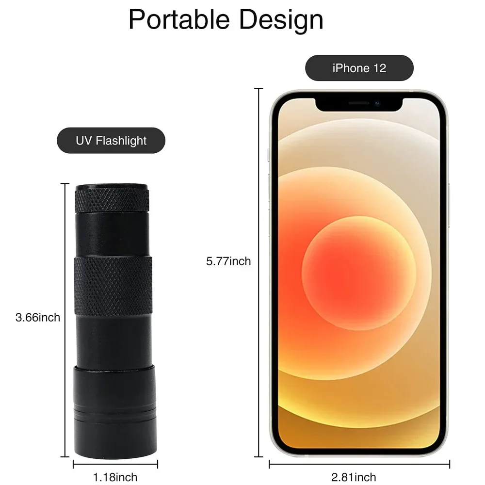 1-10PCS 12 LED UV Flashlight 395nm Mini Ultraviolet Torch Waterproof Emergency Inspection Handheld Violet Light Detector Tools