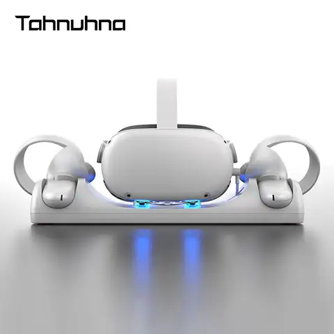 VR 헤드셋 컨트롤러 충전기 스테이션, 메타 퀘스트 2 용 충전 독, 충전식 배터리 2 개 및 전원 어댑터 액세서리