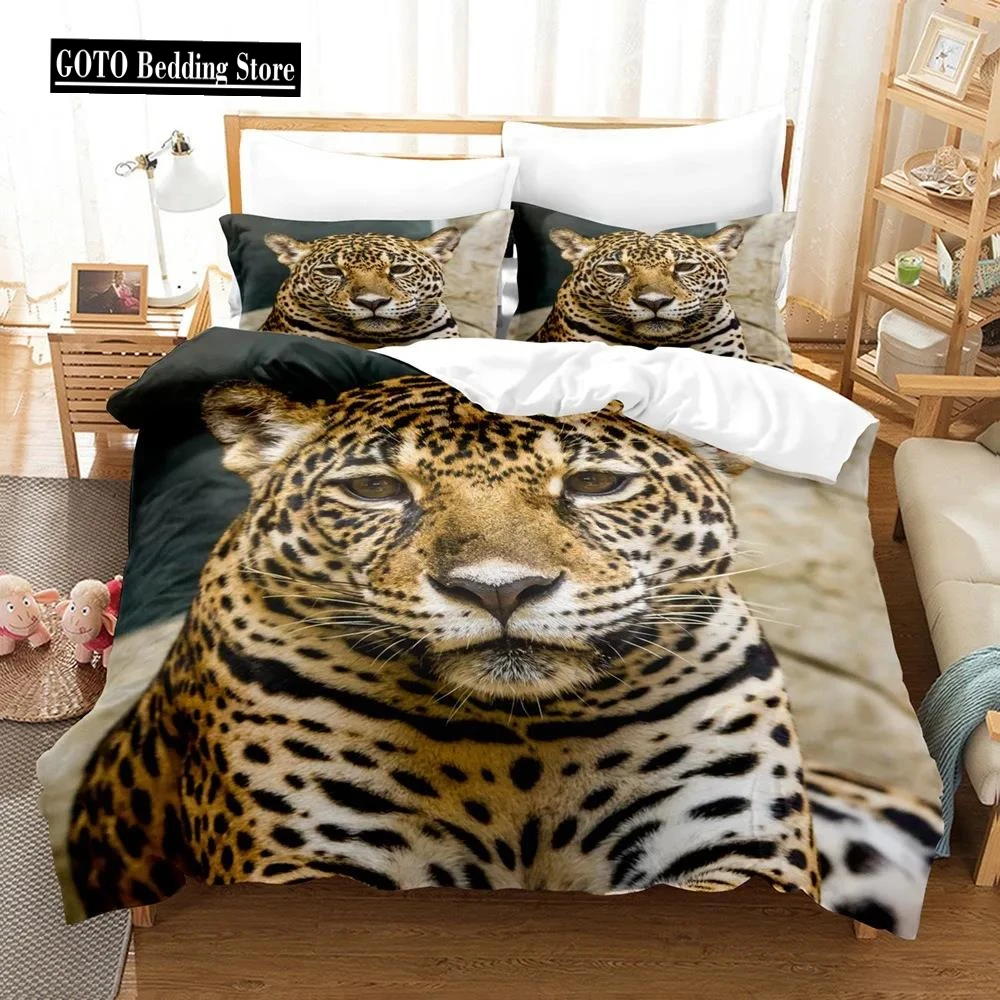 

Bedding Set for Animal Cheetah 228x228 Bed Duvet Cover with Pillow Cover Luxury Designer Home Textile Bedclothes Couette Golden