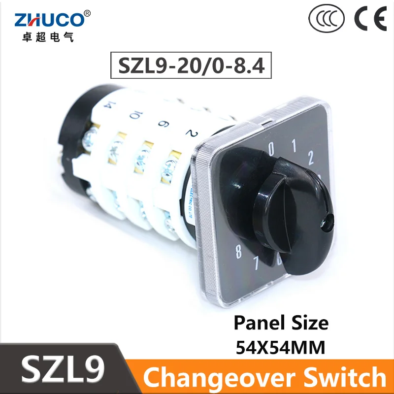 

ZHUCO SZL9-20/0-8.4 20A 4-полюсный 16-винтовой электрический переключатель с ультразвуковым оборудованием, универсальный поворотный кулачковый переключатель