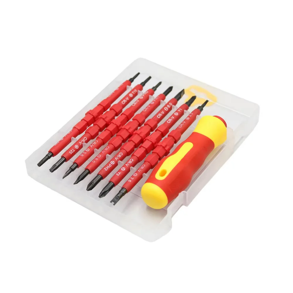 

8PCS Insulated Screwdriver Set Interchangeable Blade Cr-V Steel Shafts Electrician Repair Tools Kit Ergonomic TPR Handle