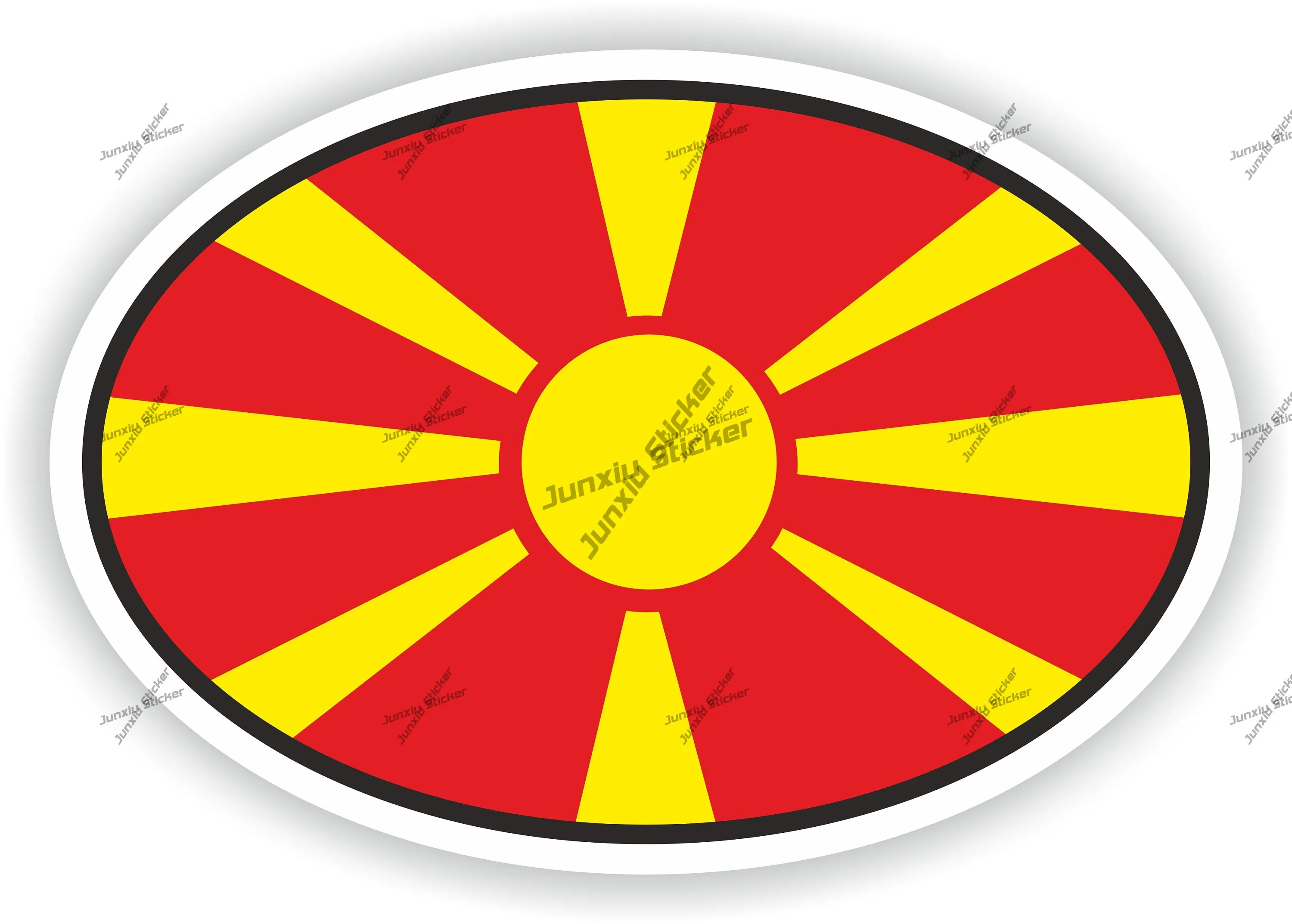 

North Macedonia Flag Oval Reflective Sticker Car Stickers Decals Funny Decoration For Bumper Bodywork Suv Phone Trunk Guitar Suv